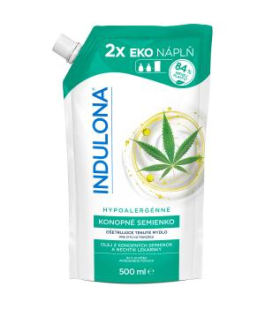 Tekuté mydlo INDULONA náhradná náplň 500 ml Konopné semienko Tekuté mydlo INDULONA náhradná náplň 500 ml Konopné semienko