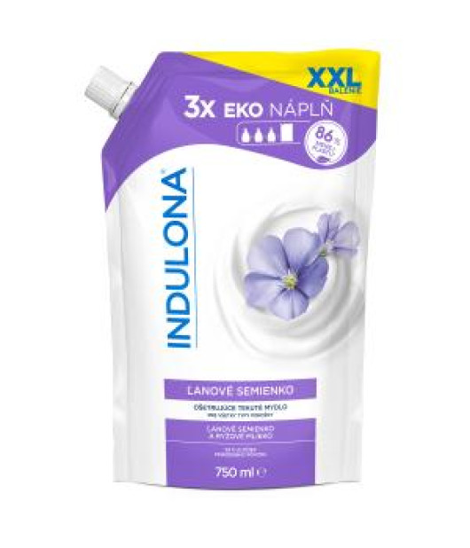 Tekuté mydlo INDULONA náhradná náplň 750 ml Ľanové semienko Tekuté mydlo INDULONA náhradná náplň 750 ml Ľanové semienko
