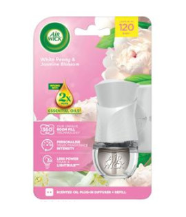 Air Wick elektrický osviežovač + náplň 19 ml Biele kvety Pivónia