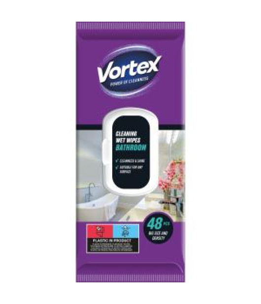 Vlhčené utierky VORTEX do kúpeľne, 48 ks Vlhčené utierky VORTEX do kúpeľne, 48 ks