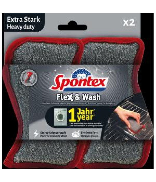 Hubka Spontex Flex&Wash Heavy duty 2 ks Hubka Spontex Flex&Wash Heavy duty 2 ks