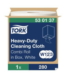 Čistiaca utierka 1-vrstv. TORK Heavy-Duty biela, návin 107 m, W2