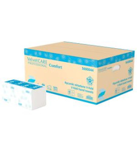 Papierové utierky skladané ZZ 2-vrstvové VELVET CARE 100%celulóza, 25x23 cm (20bal.)