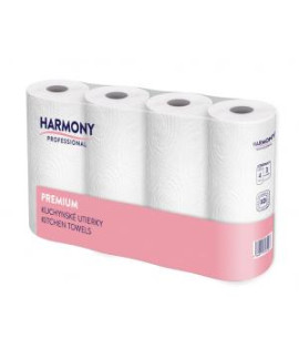 Kuchynské utierky 3-vrstvové HARMONY Professional, celulóza, návin 10,5 m (4 ks)
