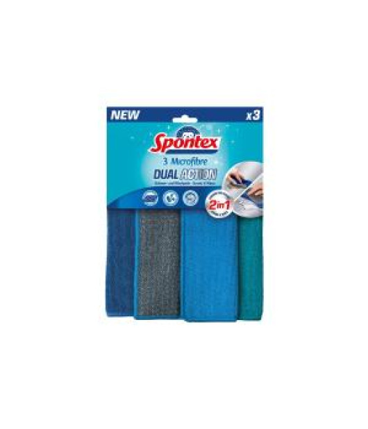 Utierka z mikrovlákna Spontex Dual Action 3 ks Utierka z mikrovlákna Spontex Dual Action 3 ks