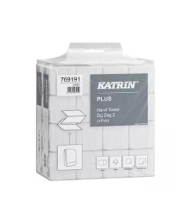 Papierové utierky skladané ZZ 2-vrstvove KATRIN Plus super biele Handy pack (16bal. x 190 útrž.)