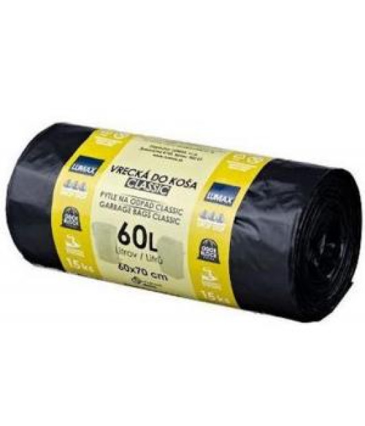 Vrecia zaväzovacie 60 ℓ LDPE 28 mic. 60 x 70 cm, 15 ksčierne Vrecia zaväzovacie 60 ℓ LDPE 28 mic. 60 x 70 cm, 15 ksčierne