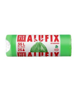 Vrecia na odpadky zaťahovacie Alufix 35 ℓ 25 ks, 14mic., 53 x 60 cm, zelené, HDPE