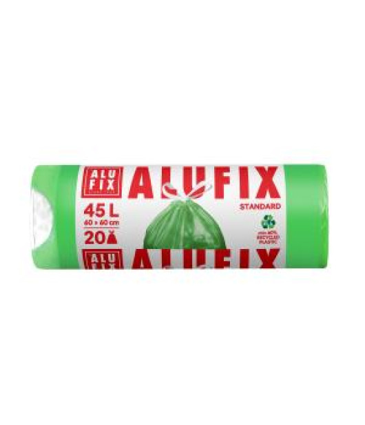 Vrecia na odpadky zaťahovacie Alufix 45 l / 20 ks, 14mic., 60 x 60 cm, zelené, HDPE Vrecia na odpadky zaťahovacie Alufix 45 l / 20 ks, 14mic., 60 x 60 cm, zelené, HDPE