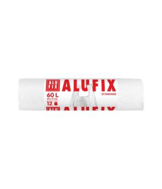 Vrecia na odpadky zaväzovacie Alufix 60 ℓ 12 ks, 10mic., 64 x 71+16cm, biele, HDPE Vrecia na odpadky zaväzovacie Alufix 60 ℓ 12 ks, 10mic., 64 x 71+16cm, biele, HDPE