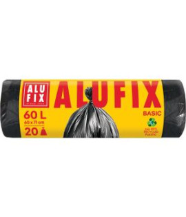 Vrecia na odpadky Alufix 60 l /20 ks Economy, 13 mic., 59 x 72 cm, čierne, HDPE
