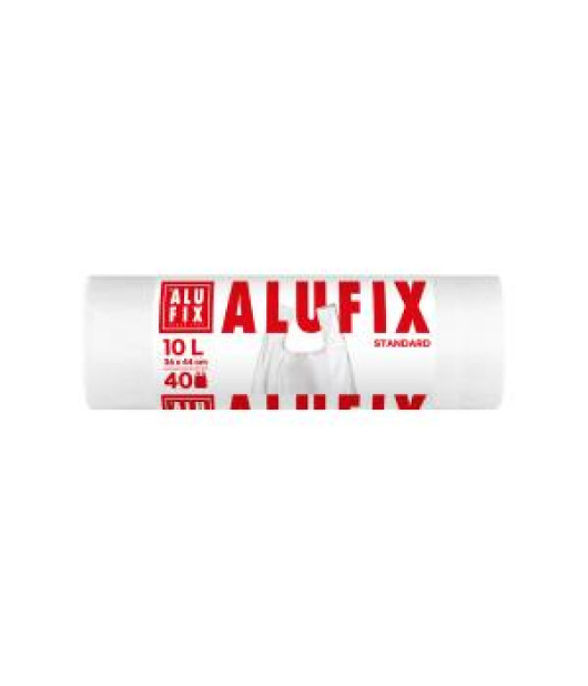 Vrecia na odpadky zaväzovacie Alufix 10ℓ 40ks 10mic HDPE, 36x44+12cm biele Vrecia na odpadky zaväzovacie Alufix 10ℓ 40ks 10mic HDPE, 36x44+12cm biele