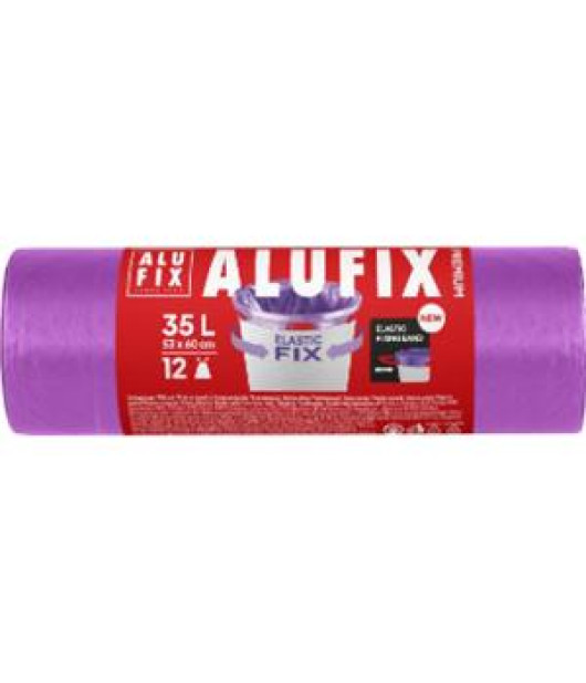 Vrecia na odpadky zaťahovacie Alufix Elastic FIX LDPE 53x60cm 35 ℓ/12ks 22mic fialové Vrecia na odpadky zaťahovacie Alufix Elastic FIX LDPE 53x60cm 35 ℓ/12ks 22mic fialové