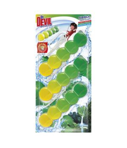 Dr. DEVIL WC závesný blok tuhý 5Ball 2in1 3x35g Natur Fresh Dr. DEVIL WC závesný blok tuhý 5Ball 2in1 3x35g Natur Fresh