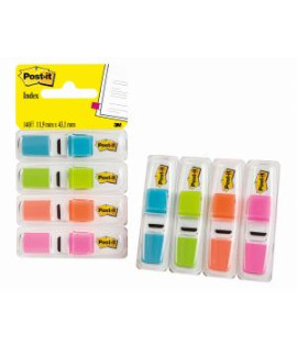 Záložky Post-it Index,úzke 11.9 mm x 43.2 mm,priesvitné,mix farieb 4 ks v balení
