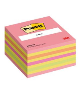 Samolepiaci bloček Post-it, 76 x 76 mm, neónová ružová, mix farieb