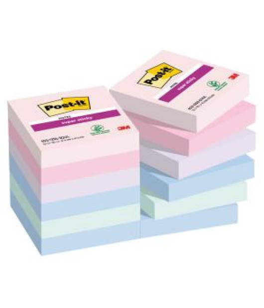 Samolepiaci bloček Post-it Super Sticky SOULFUL, veľkosť 47.6x47.6 mm, 12 bločkov po 90 lístkov