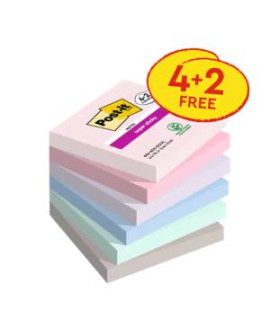 Silný samolepiaci bloček Post-it,76mm x 76mm, 90 lístkov v bločku Soulful, 6 bločkov v balení