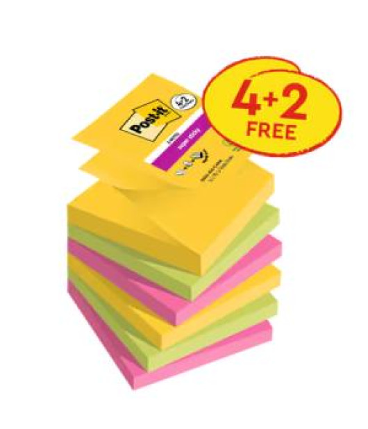 Silný samolepiaci Z-bloček Post-it,76 mm x 76 mm, 90 lístkov v bločku, Karnival, 6 bločkov v balení Silný samolepiaci Z-bloček Post-it,76 mm x 76 mm, 90 lístkov v bločku, Karnival, 6 bločkov v balení