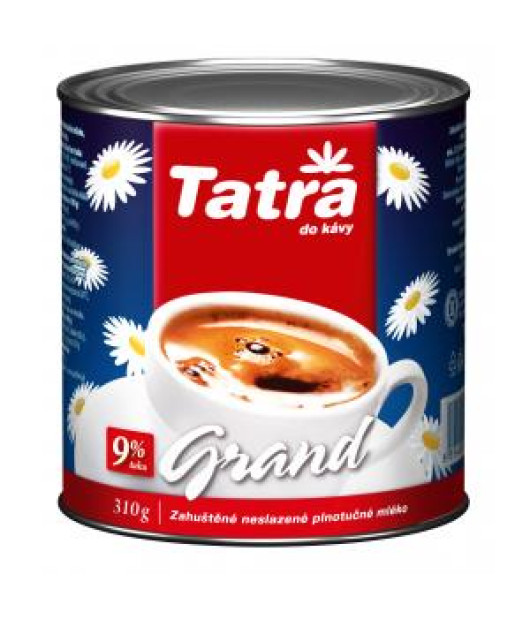 Zahustené mlieko Tatra Grand nesladené plnotučné 9% 310 g Zahustené mlieko Tatra Grand nesladené plnotučné 9% 310 g