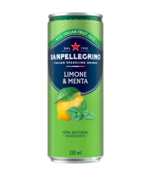 Minerálna voda SAN PELLEGRINO mäta-citrón, 6 x 330 ml v plechovke