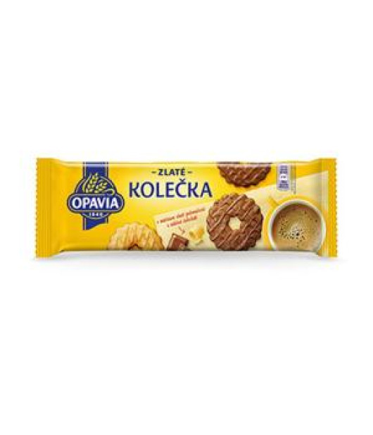 Zlaté kolieska maslové v mliečnej čokoláde s kokosom 146 g Zlaté kolieska maslové v mliečnej čokoláde s kokosom 146 g