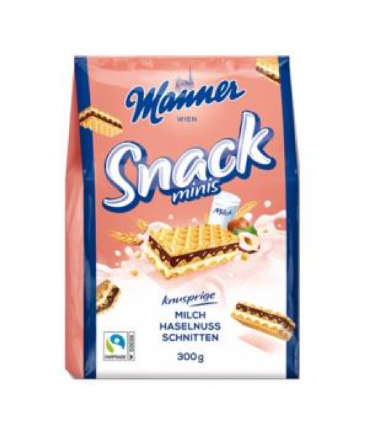 Oblátky Manner Snack Minis lieskovoorieškové 300 g Oblátky Manner Snack Minis lieskovoorieškové 300 g