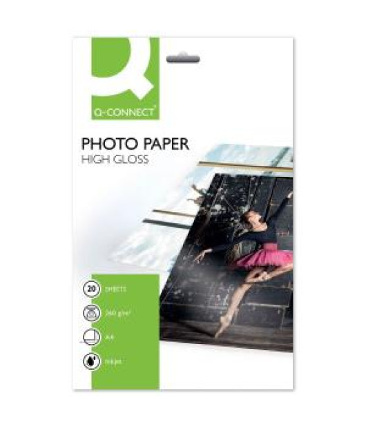 Fotopapier Q-CONNECT vysoký lesk, 260 g, 20 hárkov Fotopapier Q-CONNECT vysoký lesk, 260 g, 20 hárkov
