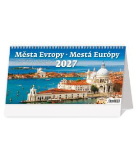 Stolový kalendár stĺpcový 30,1x15 cm- Mestá Európy 2027