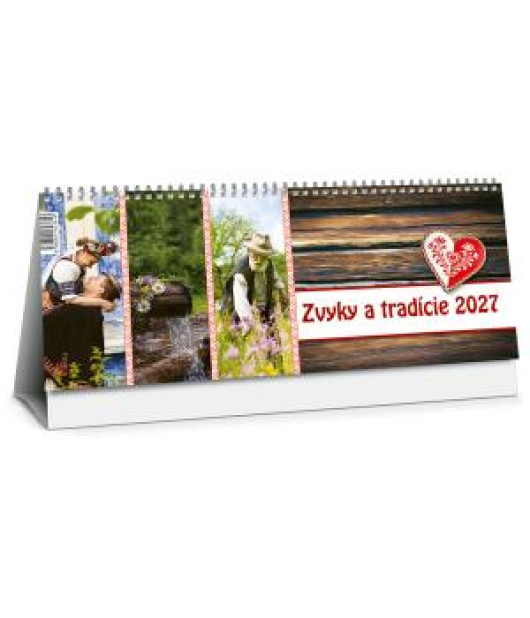 Stolový kalendár riadkový 30 x 12 cm - Zvyky a tradície 2027
