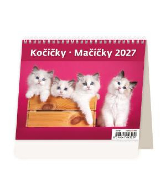 Stolový kalendár riadkový 17,1x13,9 cm - MiniMax Mačičky 2027