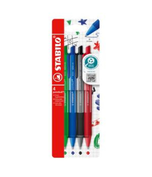 Sada guľôčkových pier STABILO pointball colorful 4 ks Sada guľôčkových pier STABILO pointball colorful 4 ks