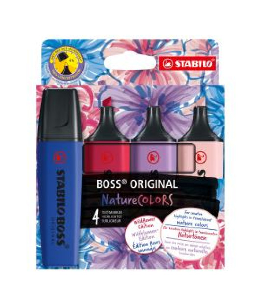 Sada zvýrazňovačov STABILO BOSS ORIGINAL NatureCOLORS Wildflower 4S Sada zvýrazňovačov STABILO BOSS ORIGINAL NatureCOLORS Wildflower 4S