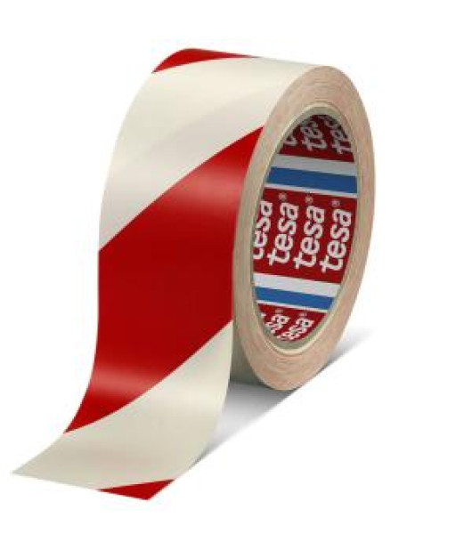 Vyznačovacia páska lepiaca TESA 50 mm x 33 m bielo-červená