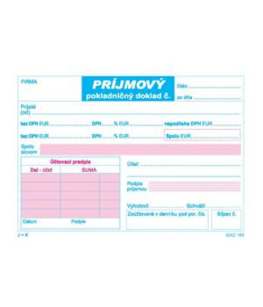 Príjmový pokladničný doklad 2xDPH, A6, 100 listov Príjmový pokladničný doklad 2xDPH, A6, 100 listov