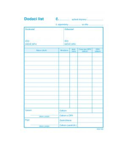 Dodací list s DPH, samoprepis, A5, 100 listov