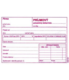 Príjmový pokladničn doklad s DPH, A6, 100 listov