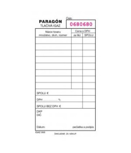 Paragón číslovaný, samoprepis, A6, 100 listov