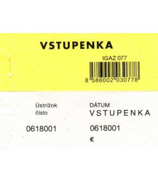 Vstupenka číslovaná 2-dielna, 100 listov