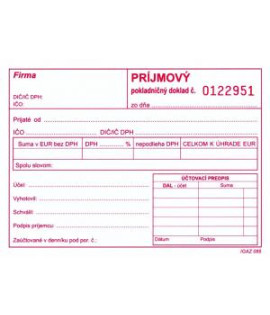 Príjmový pokladničný doklad s DPH, samoprepis, A6, číslovaný, 100 listov