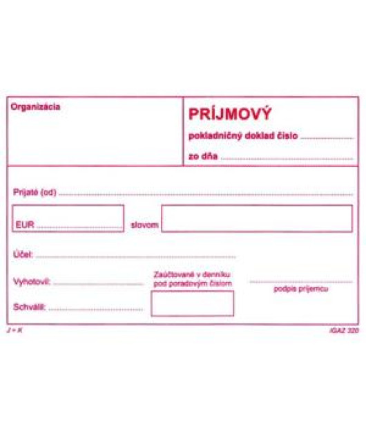Príjmový pokladničný doklad bez DPH, samoprepis, A6 Príjmový pokladničný doklad bez DPH, samoprepis, A6
