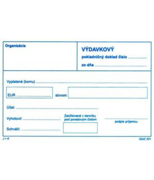 Výdavkový pokladničný doklad bez DPH, samoprepis, A6 Výdavkový pokladničný doklad bez DPH, samoprepis, A6